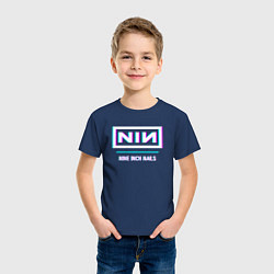 Футболка хлопковая детская Nine Inch Nails Glitch Rock, цвет: тёмно-синий — фото 2