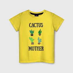 Футболка хлопковая детская Cactus Mother, Мать кактусов, цвет: желтый