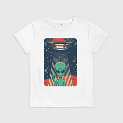 Футболка хлопковая детская Mars Alien, цвет: белый