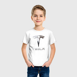 Футболка хлопковая детская Tesla Logo Тесла Логотип, цвет: белый — фото 2