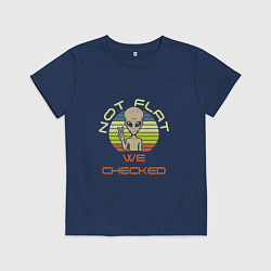 Футболка хлопковая детская Не плоская - Мы проверили, цвет: тёмно-синий