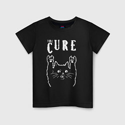 Футболка хлопковая детская The Cure рок кот, цвет: черный