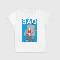 Футболка хлопковая детская Искусство грустить на корабле, цвет: белый