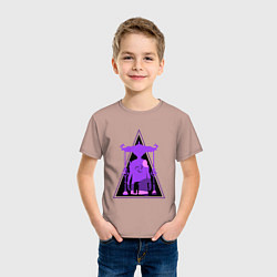 Футболка хлопковая детская Геншин Импакт Скарамучча, цвет: пыльно-розовый — фото 2