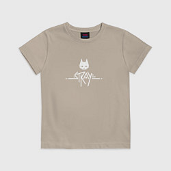 Футболка хлопковая детская Stray ровный логотип, цвет: миндальный