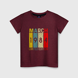 Футболка хлопковая детская 1984 - Март, цвет: меланж-бордовый