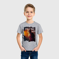 Футболка хлопковая детская STRAY FOLLOW MEOW, цвет: меланж — фото 2