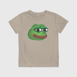 Футболка хлопковая детская Пепе Лягушонок доволен, цвет: миндальный