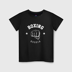 Футболка хлопковая детская BOXING RUSSIA С КУЛАКОМ, цвет: черный