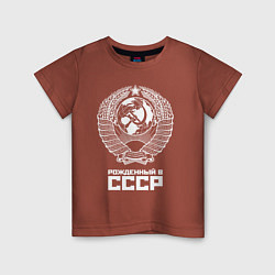 Футболка хлопковая детская Рожденный в СССР Союз Советских Социалистических Р, цвет: кирпичный