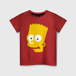 Футболка хлопковая детская Барт Симпсон - портрет, цвет: красный