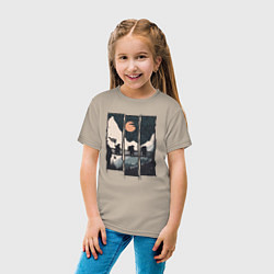 Футболка хлопковая детская Оранжевая луна и хайкинг, цвет: миндальный — фото 2