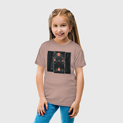 Футболка хлопковая детская Оранжевая луна и медведь шаман, цвет: пыльно-розовый — фото 2