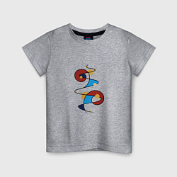 Футболка хлопковая детская Абстрактный узор круги и линии, цвет: меланж