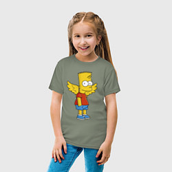 Футболка хлопковая детская Барт Симпсон - единорог, цвет: авокадо — фото 2