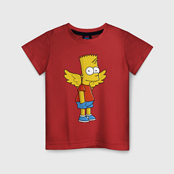 Футболка хлопковая детская Барт Симпсон - единорог, цвет: красный