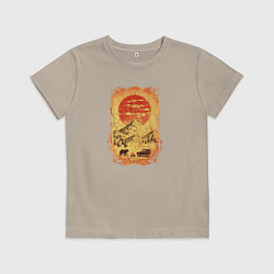 Футболка хлопковая детская Бездорожье и медведи, цвет: миндальный