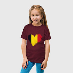 Футболка хлопковая детская Сердце - Бельгия, цвет: меланж-бордовый — фото 2