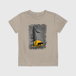 Футболка хлопковая детская Леди и медведь, цвет: миндальный