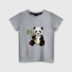 Футболка хлопковая детская Панда кушает бамбук, цвет: меланж