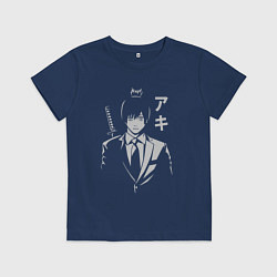 Футболка хлопковая детская Охотник на демонов Аки, цвет: тёмно-синий