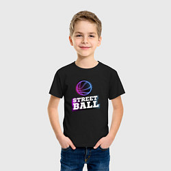 Футболка хлопковая детская Неоновый Стритбол, цвет: черный — фото 2