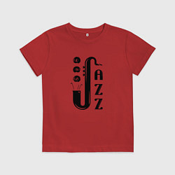 Футболка хлопковая детская Jazz - саксофон черепки, цвет: красный
