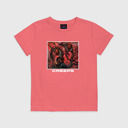 Футболка хлопковая детская Арт Крипы, цвет: коралловый