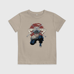 Футболка хлопковая детская Иноске Демон Слеер, цвет: миндальный