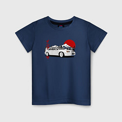 Футболка хлопковая детская Subaru Impreza WRX Sti Retro JDM, цвет: тёмно-синий