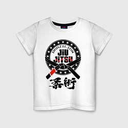Футболка хлопковая детская Brazilian fight club Jiu jitsu, цвет: белый