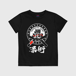Футболка хлопковая детская Brazilian splashes Jiu jitsu logo, цвет: черный
