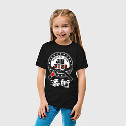 Футболка хлопковая детская Brazilian splashes Jiu jitsu logo, цвет: черный — фото 2