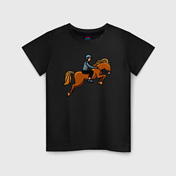 Футболка хлопковая детская Наездник на лошади, цвет: черный