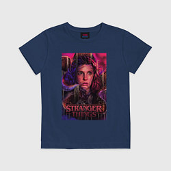 Футболка хлопковая детская Stranger Things eleven, цвет: тёмно-синий