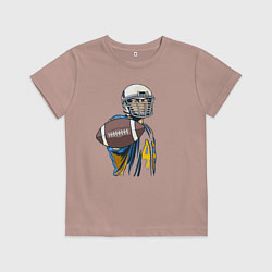 Футболка хлопковая детская Американский футболист, цвет: пыльно-розовый