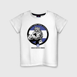 Футболка хлопковая детская Krav-maga tiger emblem, цвет: белый