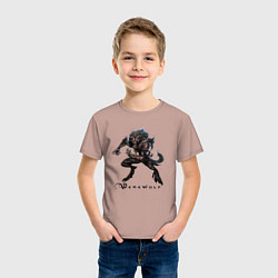 Футболка хлопковая детская Werewolf - оборотень, цвет: пыльно-розовый — фото 2