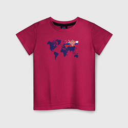 Футболка хлопковая детская Россия на карте мира, цвет: маджента