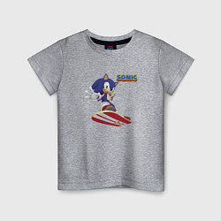 Футболка хлопковая детская Sonic - hedgehog - skateboarding, цвет: меланж
