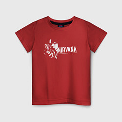 Футболка хлопковая детская Nirvana-Курт и гитара, цвет: красный