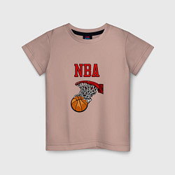 Футболка хлопковая детская Basketball - NBA logo, цвет: пыльно-розовый