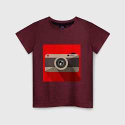 Футболка хлопковая детская Фотоаппарат flat, цвет: меланж-бордовый