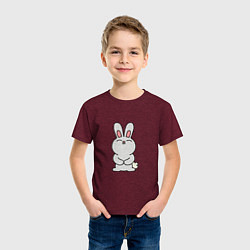 Футболка хлопковая детская Cute Rabbit, цвет: меланж-бордовый — фото 2