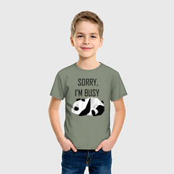 Футболка хлопковая детская Извини я занят - панда, цвет: авокадо — фото 2