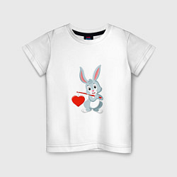 Футболка хлопковая детская Влюблённый кролик, цвет: белый