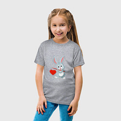 Футболка хлопковая детская Влюблённый кролик, цвет: меланж — фото 2