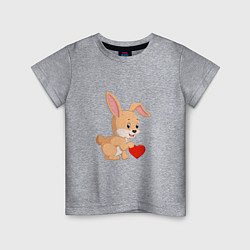 Футболка хлопковая детская Кролик с сердечком, цвет: меланж