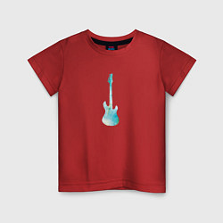 Футболка хлопковая детская Рок гитара силуэт, цвет: красный