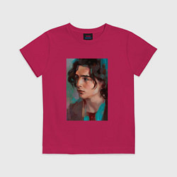 Футболка хлопковая детская Timothee Chalamet fan art, цвет: маджента